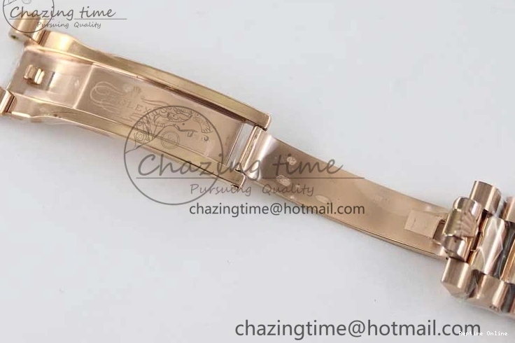 0419 Day Date 40mm RG 904L Steel TWF 1:1 Best Edition Black Crystal Dial on RG Bracelet A MoistureWicking 2349